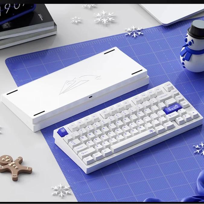 WEIKAV D75 Paper Plane Aluminum Alloy Mechanical Keyboard - Version:E-coating Blue White - Switch:Zi Yuan Switch