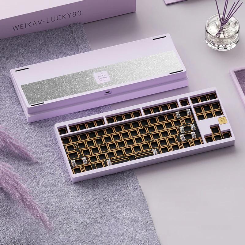 WEIKAV Lucky80 Gasket QMK Three Mode Aluminum Alloy Kit - Version:Lilac Purple
