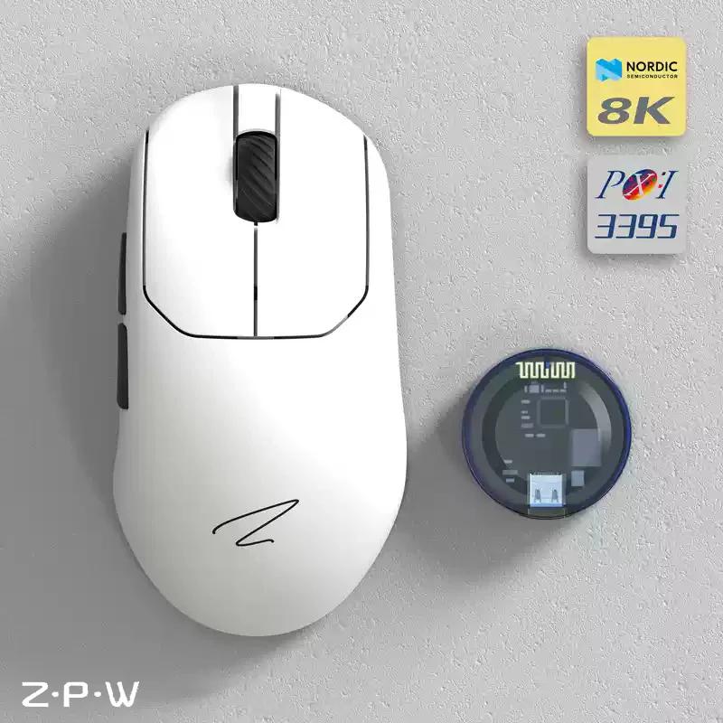 Zaopin ZPW PAW3950 8K Wireless 47g Gaming Mouse - Version:ZPW - Color Version:White(Black Bottom)