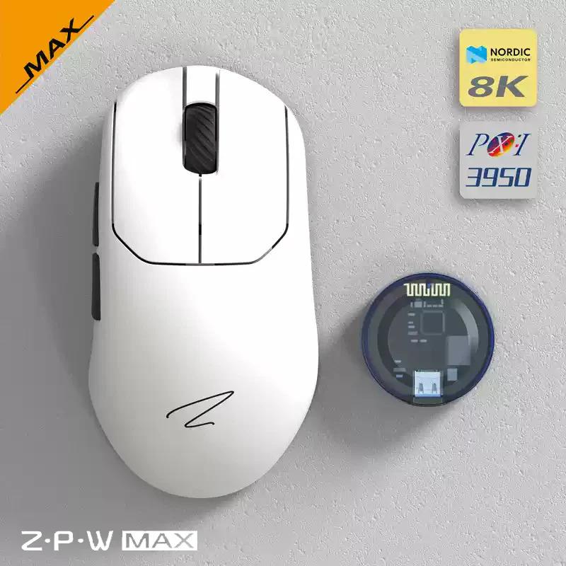 Zaopin ZPW PAW3950 8K Wireless 47g Gaming Mouse - Version:ZPW MAX - Color Version:White(Black Bottom)