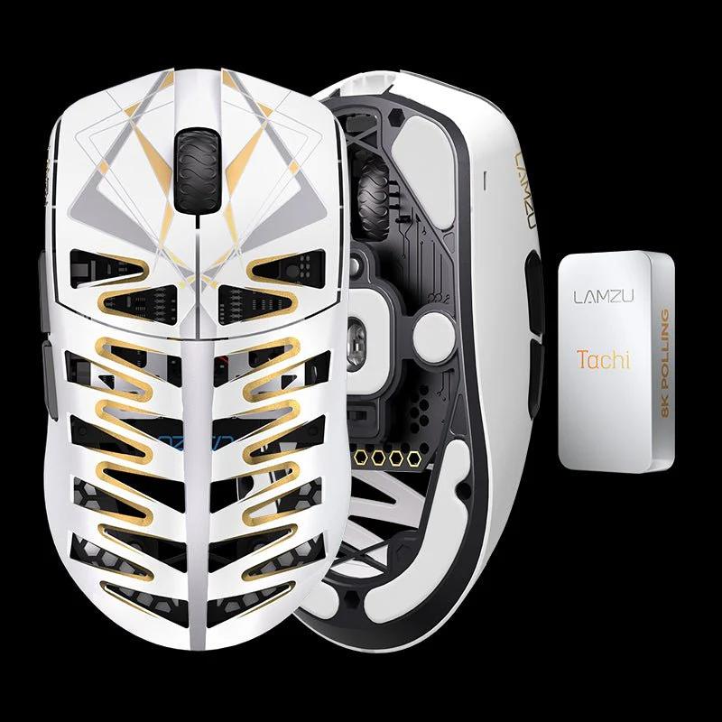 LAMZU Tachi Dual Mode 8k Gaming Mouse - Version:Tachi(with 8k dongle) - Color Type:Warrior White