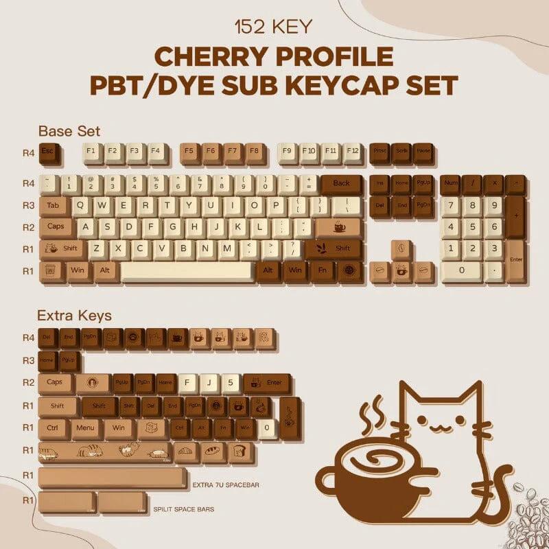 YUNZII Coffee Cat Cherry Profile Keycaps Set