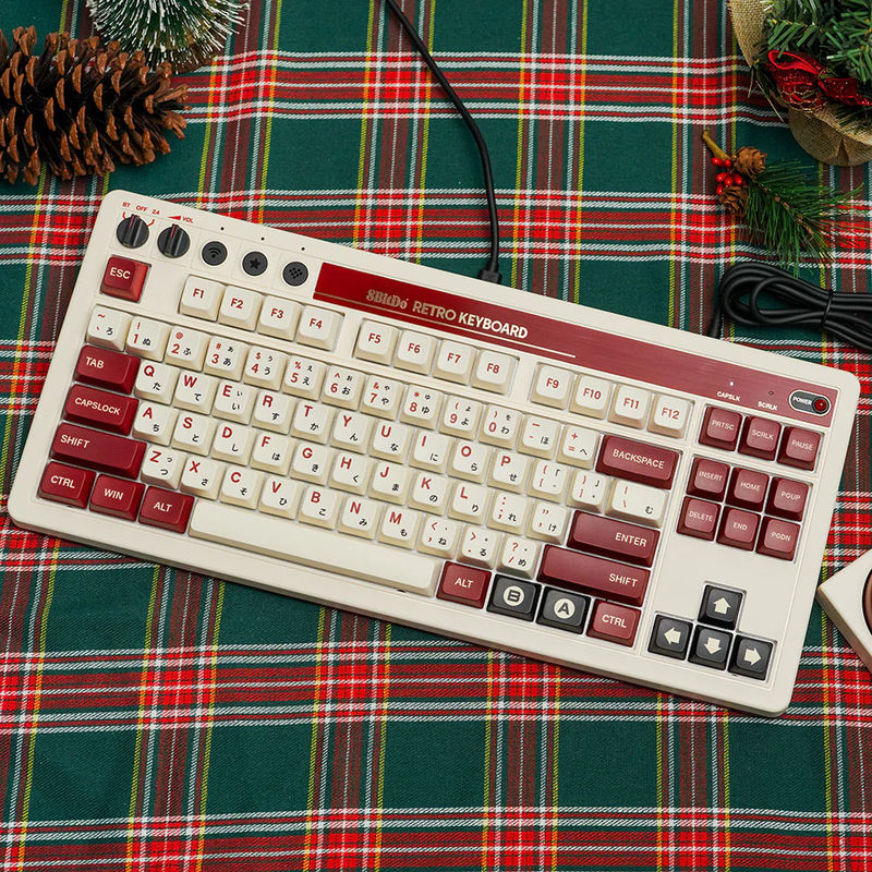 8Bitdo Retro Knob 87keys Mechanical Keyboard - Version:Red-F - Switch:BOX V2 White