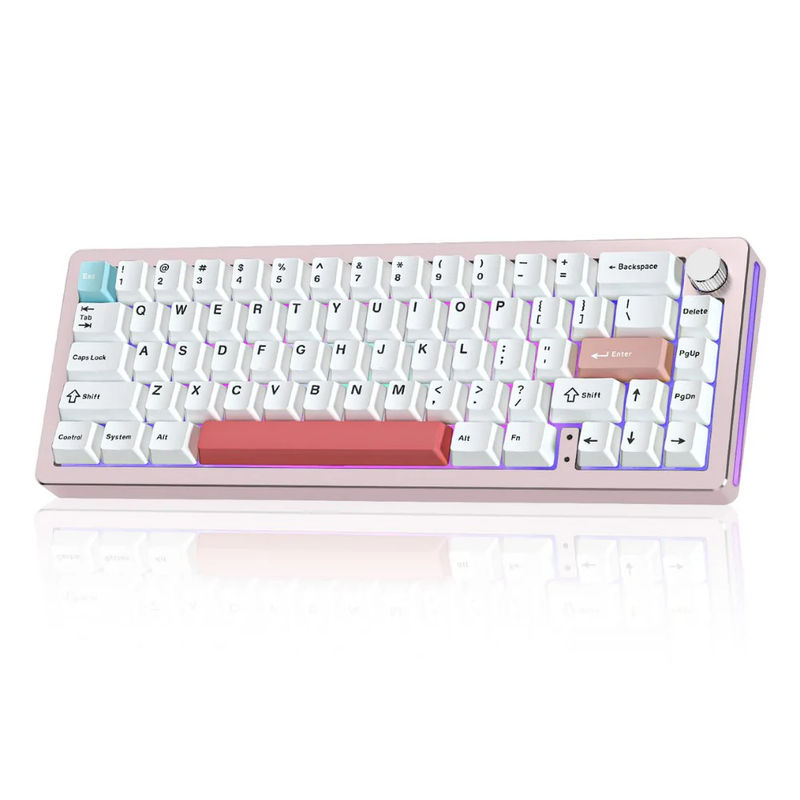 YUNZII AL66 Knob Aluminum Wireless Mechanical Keyboard - Version:Pink - Switch:Milk Switch