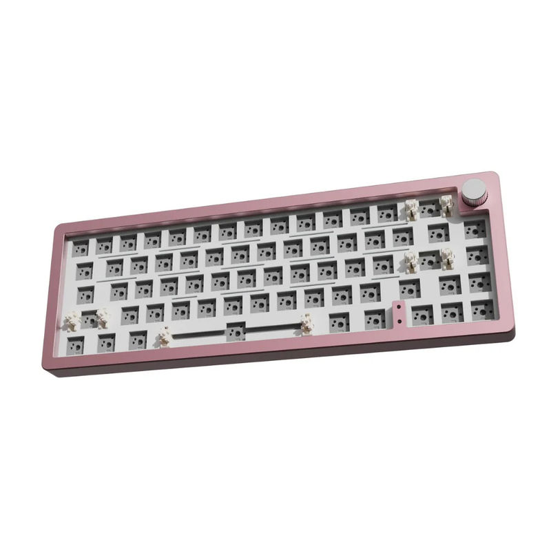 YUNZII AL66 Knob Aluminum Wireless Mechanical Keyboard - Version:Pink - Switch:Barebone(no switch no keycaps)