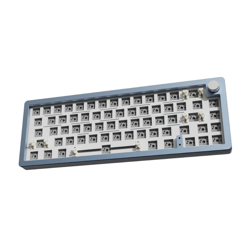 YUNZII AL66 Knob Aluminum Wireless Mechanical Keyboard - Version:Blue - Switch:Barebone(no switch no keycaps)