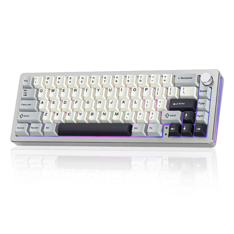 YUNZII AL66 Knob Aluminum Wireless Mechanical Keyboard - Version:Silver - Switch:Milk Switch