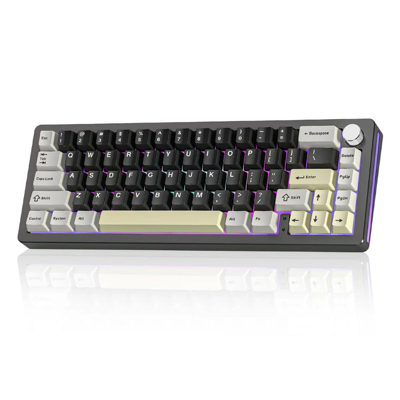 YUNZII AL66 Knob Aluminum Wireless Mechanical Keyboard - Version:Black - Switch:Milk Switch