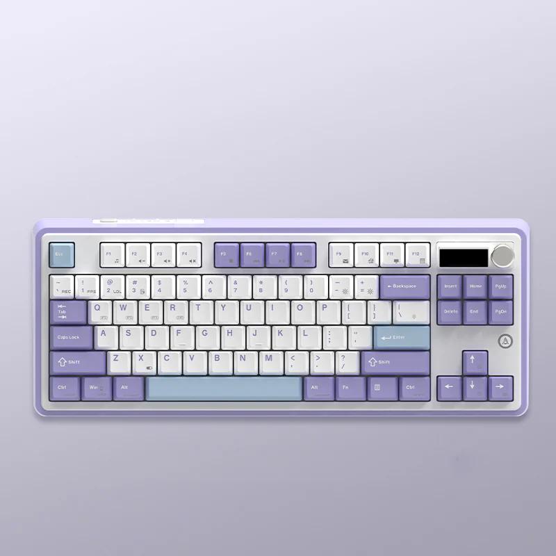 AJAZZ AK870 Swappable TFT Screen Mechanical Keyboard - Version:AK870-Purple - Switch:Hyacinth Linear