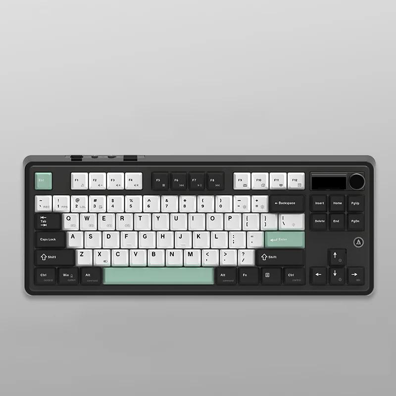 AJAZZ AK870 Swappable TFT Screen Mechanical Keyboard - Version:AK870-BlackCyan - Switch:Maillard Linear