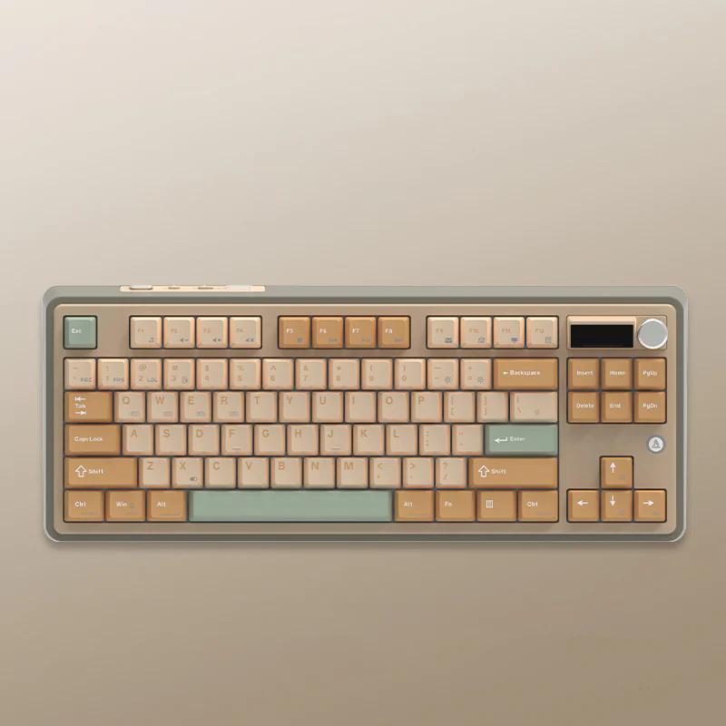 AJAZZ AK870 Swappable TFT Screen Mechanical Keyboard - Version:AK870-Khaki - Switch:Jasmine Linear
