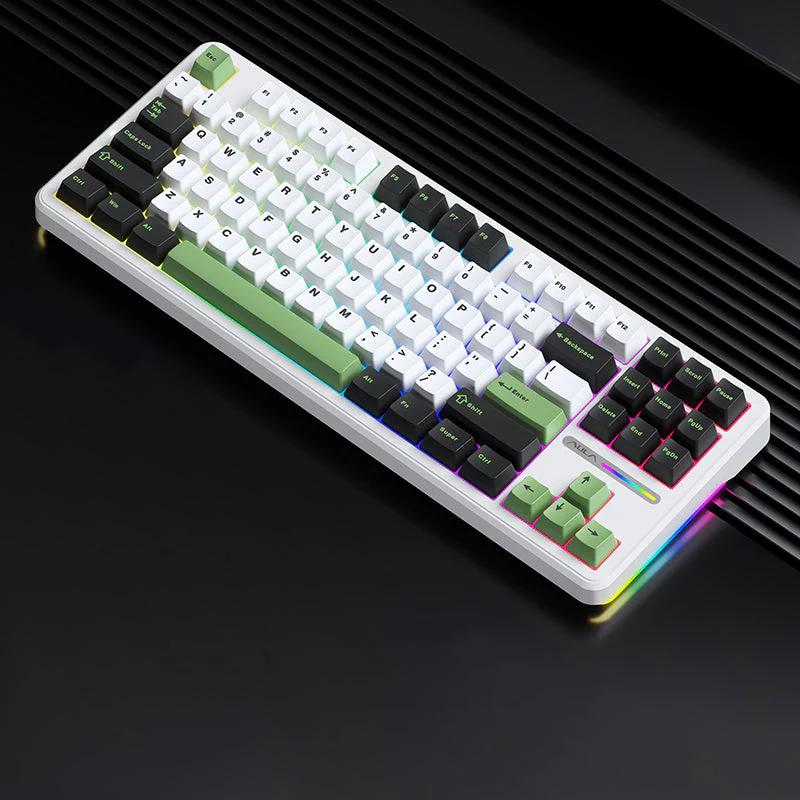 AULA F87 Pro Mechanical Keyboard - Version:Green-Tri-Mode - Switch:Grey V4