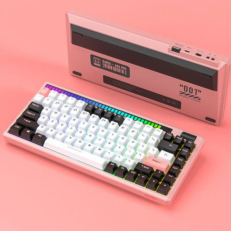 DAREU A84PRO Aluminium Alloy Three Mode Mechanical Keyboard - Type:Pink - Switch:Sky V3