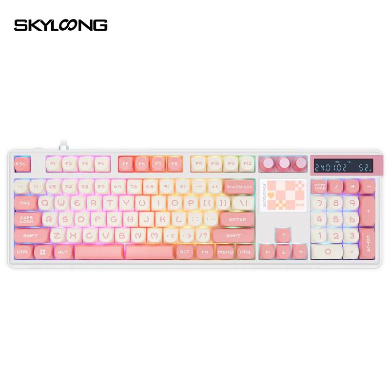Skyloong Gk104pro Double Screen Gasket Mechanical Keyboard - Version:Gk104pro-Pink - Switch:Hyacinth pro