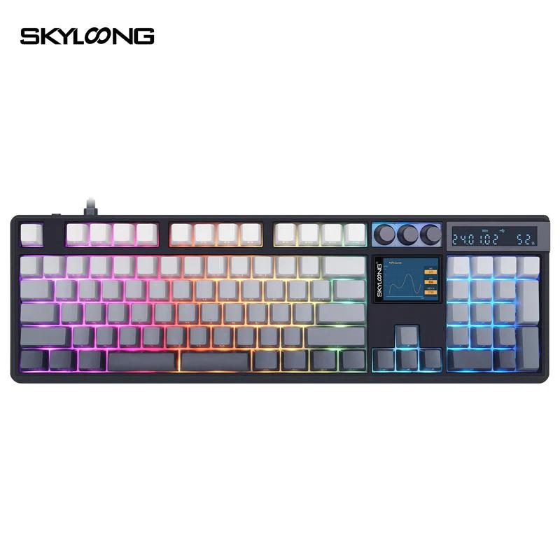 Skyloong Gk104pro Double Screen Gasket Mechanical Keyboard - Version:Gk104pro-WhiteGrey - Switch:Hyacinth pro
