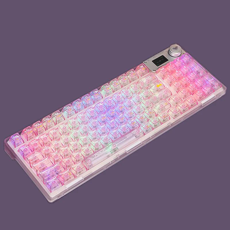 AULA F98 PRO Gasket Mechanical Keyboard - Version:F98 PRO Pink - Switch:Ice Crystal