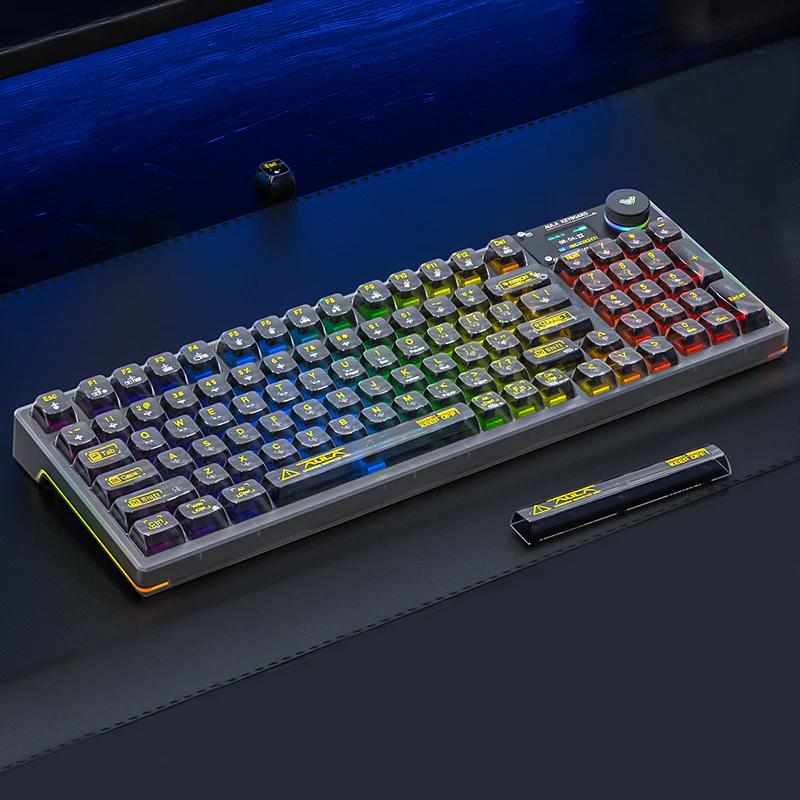AULA F98 PRO Gasket Mechanical Keyboard - Version:F98 PRO Black - Switch:Ice Crystal