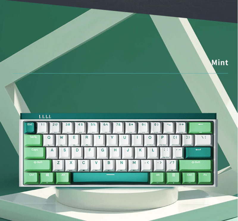 DURGOD K330W 61 Keys Three-mode Gaming Mechanical Keyboard - Type:No light-mints - Switch:Blue Switch