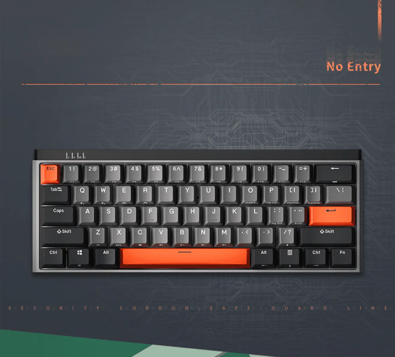 DURGOD K330W 61 Keys Three-mode Gaming Mechanical Keyboard - Type:No light-cordon - Switch:Blue Switch