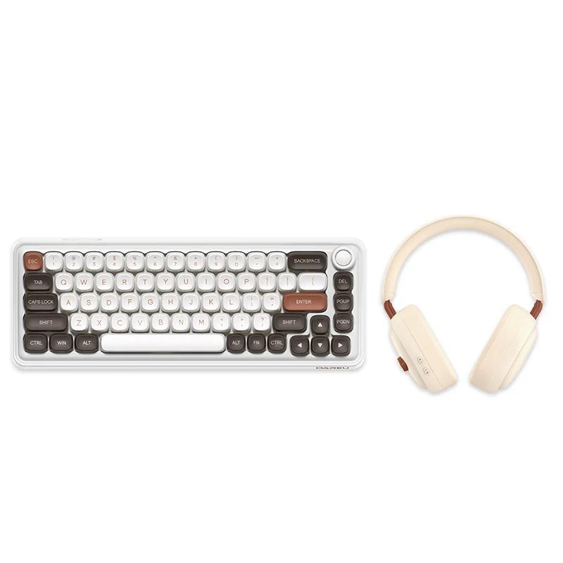 DAREU Z68 Sugar Cube Series Mechanical Keyboard - Version:Z68 Mocha+headphone - Switch:Kailh MX Light