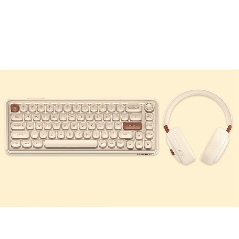 DAREU Z68 Sugar Cube Series Mechanical Keyboard - Version:Z68 White+headphone - Switch:Kailh MX Light