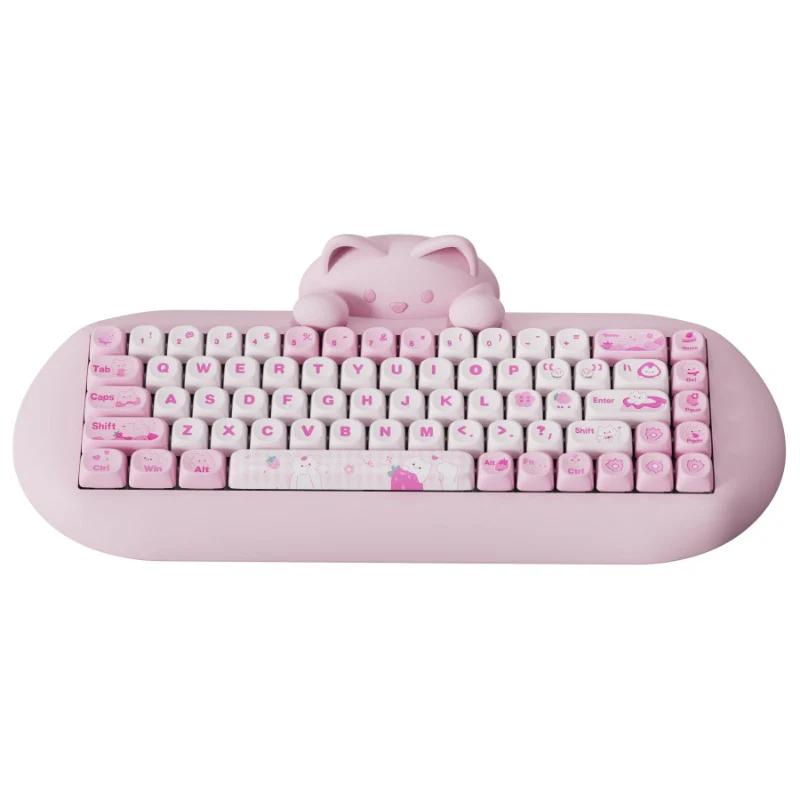 YUNZII C68 HI-FI Mechanical Keyboard - Version:Pink - Switch:Caramel Coffee-Mute Linear