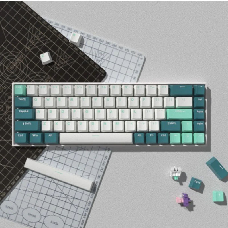FL·ESPORTS F12 Kailh Box 68 Keys Wireless/Wired Mechanical Keyboard - Version:Green - Switch:box red - Backlight:RGB