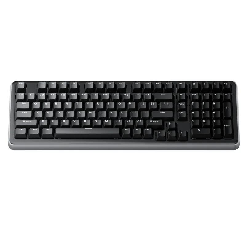 AJAZZ AC100 LCD Aluminium Alloy Mechanical Keyboard - Version:Wired-White Light - Color Type:Black - Switch:Gift Linear