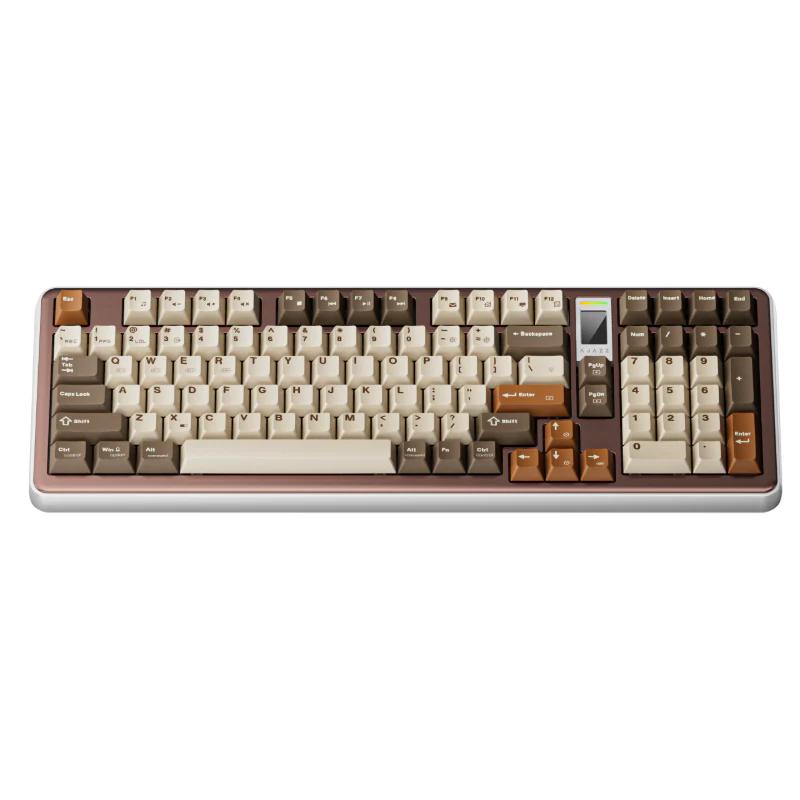 AJAZZ AC100 LCD Aluminium Alloy Mechanical Keyboard - Version:Three Mode-RGB - Color Type:Brown - Switch:Butter Ice Cream