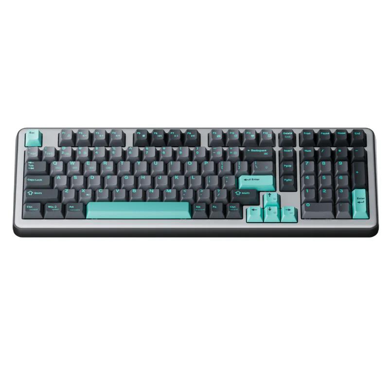 AJAZZ AC100 LCD Aluminium Alloy Mechanical Keyboard - Version:Three Mode-RGB - Color Type:Black Silver - Switch:hyacinth switch
