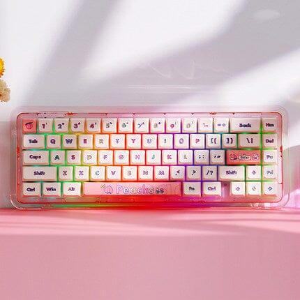 FirstBlood B67 Full Acrylic Gasket Mount Mechanical Keyboard - Color Version:Peach Pink - Switch:Kailh Clione Limacina Linear
