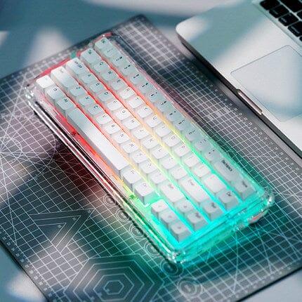 FirstBlood B67 Full Acrylic Gasket Mount Mechanical Keyboard - Color Version:Pearl White - Switch:Kailh Clione Limacina Linear