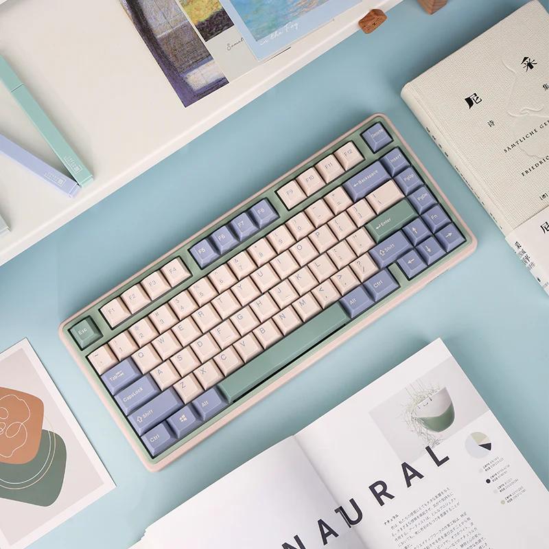Varmilo Minilo 75% Gasket Mechanical Keyboard - Version:Eucalyptus Dual-Mode&White LED - Switches:EC V2 Violet