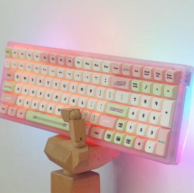 HEAVY SHELL Kira96 Three Mode Transparent Mechanical Keyboard - Version:Pink-Three Mode - Switch:TTC ACE