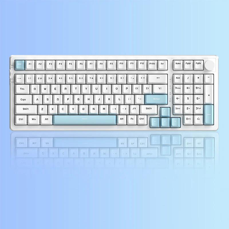 AJAZZ AK992 Mechanical Keyboard - Three mode Version:White Blue(no backlight) - Switch:Brown  Switch
