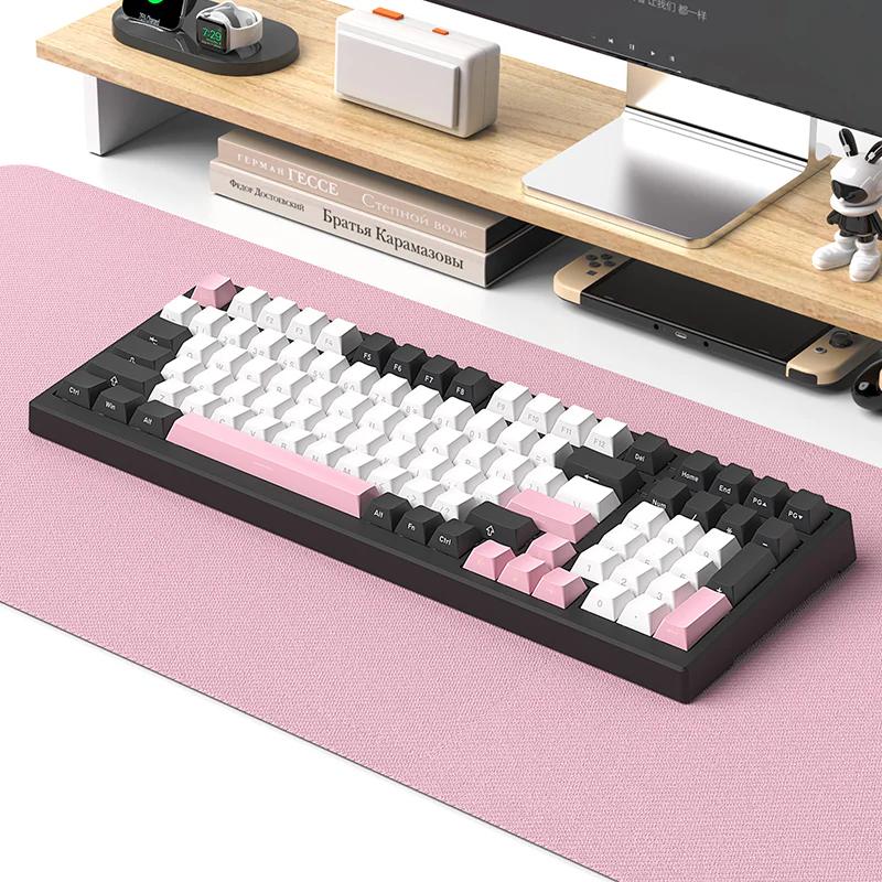 XINMENG X98ProV2 Gasket RGB Mechanical Keyboard - Version:X98ProV2 - Switch:Peach V3(Silent Linear Switch) - Color Version:Black Pink(side-printed)