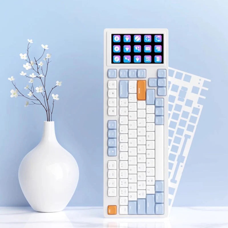 AJAZZ AKP815 Low Profile LCD Mechanical Keyboard - Version:White - Switch:Brown Switch