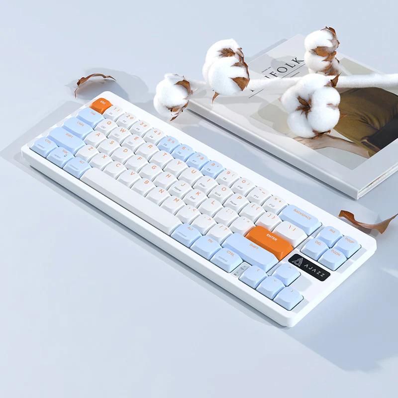 AJAZZ AKL680 Low Profile Mechanical Keyboard - Version:Blue White - Switch:Brown Switch - Backlight:None