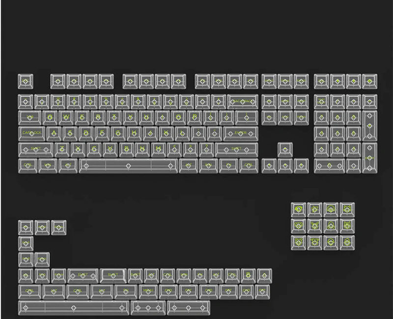 AKKO Transparent  ASA 155 Keycaps - Type:full clear-green word