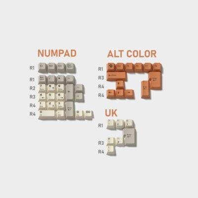 DOMIKEY Vintage Cherry Profile Keycaps Set - Version:NUMPAD+ ALT COLOR+UK
