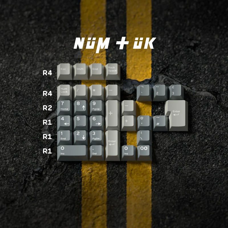 DOMIKEY CHASER Cherry Profile Keycaps - Version:Numpad + UK