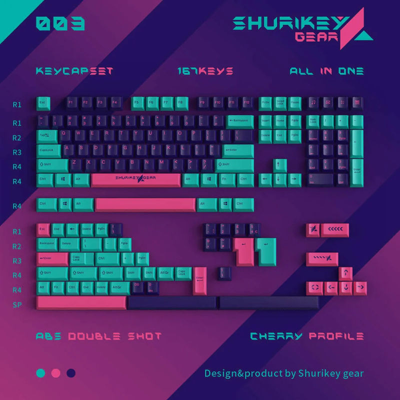 Shurikey Gear 167 Keys Cherry Double Shot ABS Keycaps - Version:003