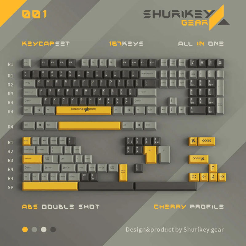 Shurikey Gear 167 Keys Cherry Double Shot ABS Keycaps - Version:001