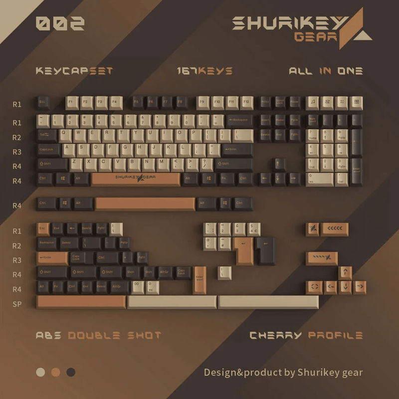 Shurikey Gear 167 Keys Cherry Double Shot ABS Keycaps - Version:002