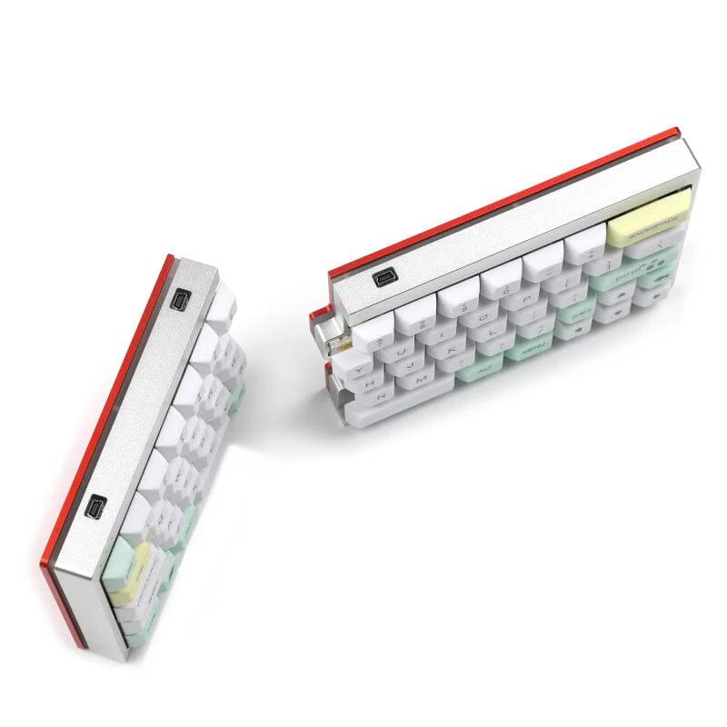 YMDK Split 64 SP64 CNC Aluminum Case Hot Swap RGB DIY Kit - Type:Silver Top Red Base - Version:Base Kit