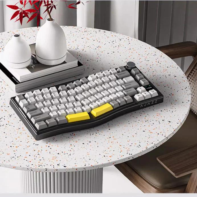 AJAZZ AKS075 Ergonomic VIA with Screen Mechanical Keyboard - Version:AKS075-Black - Switch:Gift Linear Switch