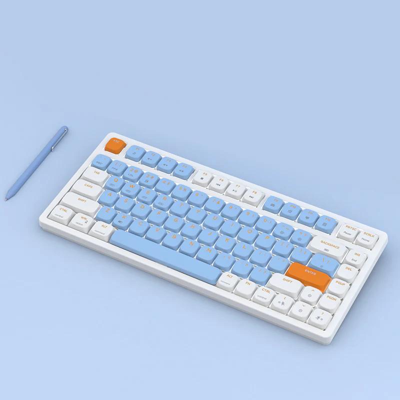 AJAZZ AK832 Pro Low Profile Mechanical Keyboard - Version:White Blue -White light - Switch:Red Switch