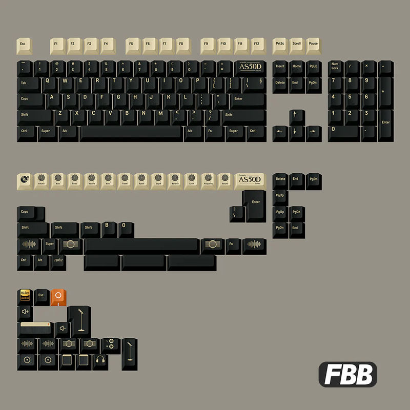 FBB AS50D Marshall Speaker Theme Cherry Profile Keycaps Set - Version:AS50D-Dark Gray