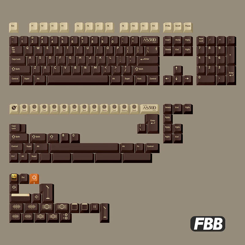 FBB AS50D Marshall Speaker Theme Cherry Profile Keycaps Set - Version:AS50D-Brown