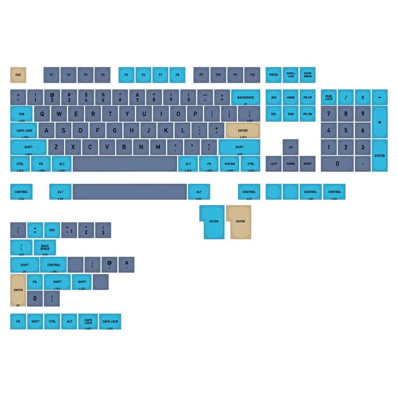 IDOBAO MA Blue Cat Theme Custom MX Keyboard Keycaps - Version:Base Kit